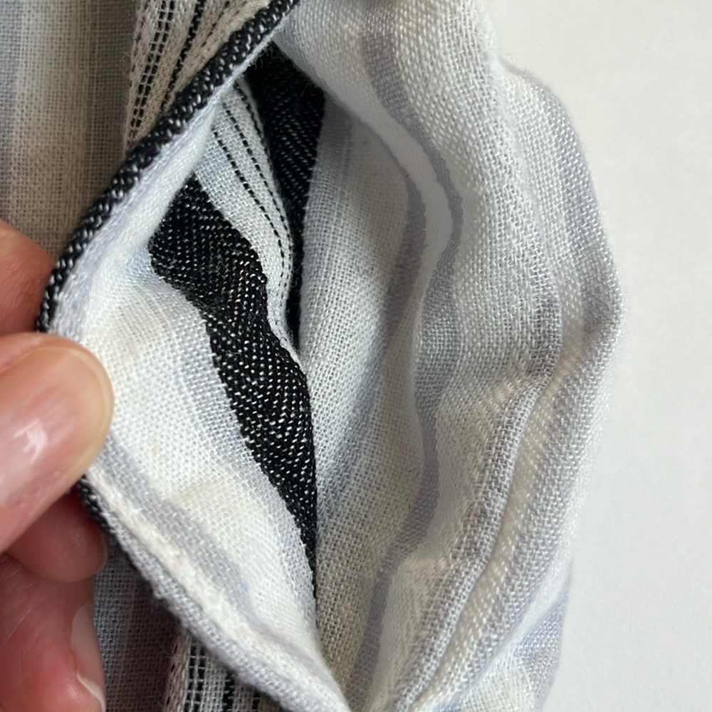 da•sh size XL Linen Blend Striped Skirt Midi Skirt Black White Gray Button Front - Picture 8 of 12